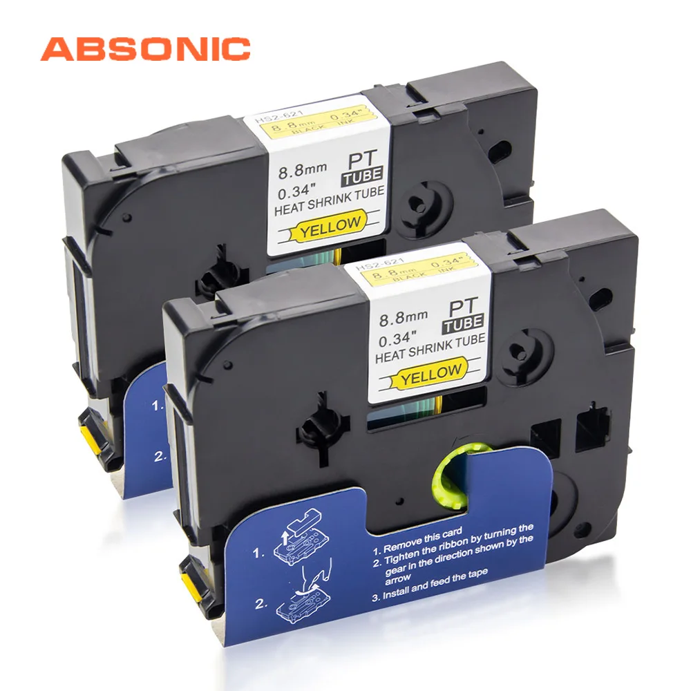 Absonic 2PCS Heat Shrink Tubing HSe621 HSe-621 8.8mm*1.5m Label Tape Cartridge Compatible Brother Label Printer for Cabel Mark
Absonic 2PCS Heat Shrink Tubing HSe621 HSe-621 8.8mm*1.5m Label Tape Cartridge Compatible Brother Label Printer for Cabel Mark
