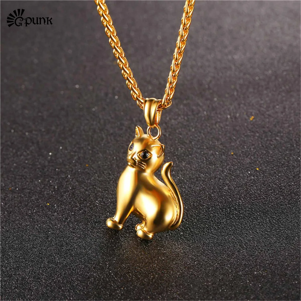 Full gold color cute cat necklace with stainless steel chain 2017 new lucky jewelry women men animal necklaces pendant P2417G
Full gold color cute cat necklace with stainless steel chain 2017 new lucky jewelry women men animal necklaces pendant P2417G
