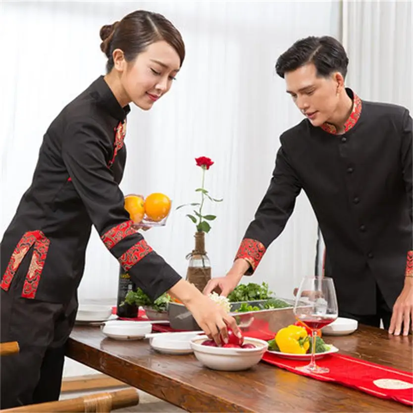 Long sleeve hot pot restaurant waiter catering Hotel overalls fall and winter clothes women jacket
Long sleeve hot pot restaurant waiter catering Hotel overalls fall and winter clothes women jacket