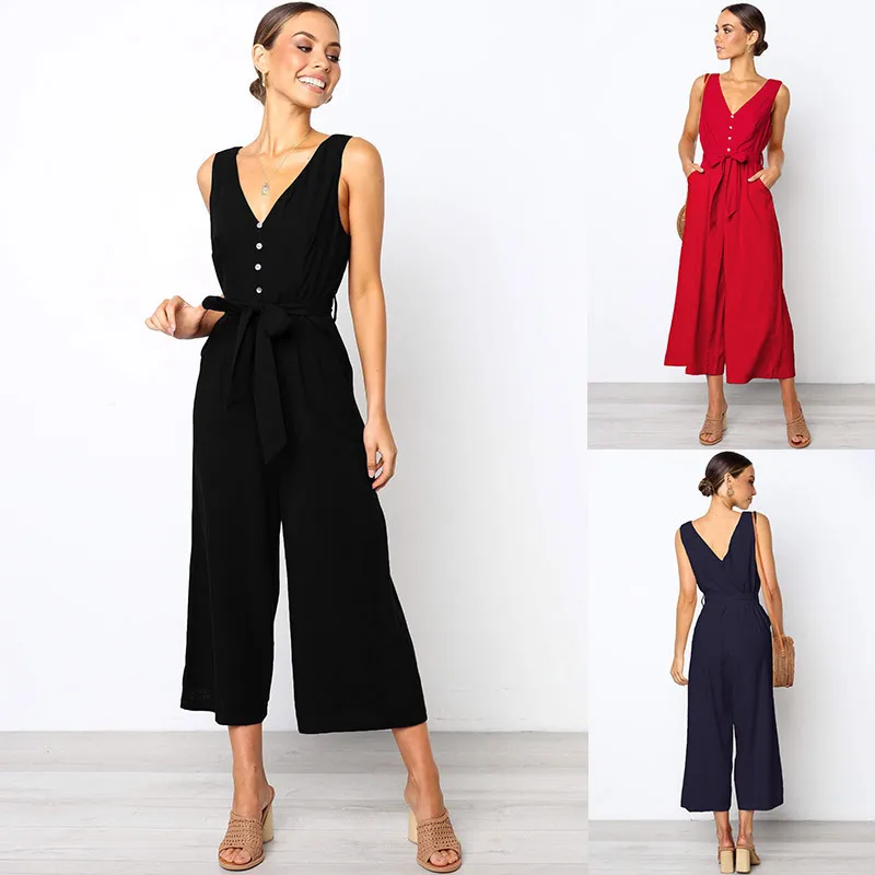 2019 Summer Jumpsuit Women Cotton Loose Backless Vest Belt Playsuit Overalls Vadim Mono Office Ladies Bow Ties Front Streetwear
2019 Summer Jumpsuit Women Cotton Loose Backless Vest Belt Playsuit Overalls Vadim Mono Office Ladies Bow Ties Front Streetwear