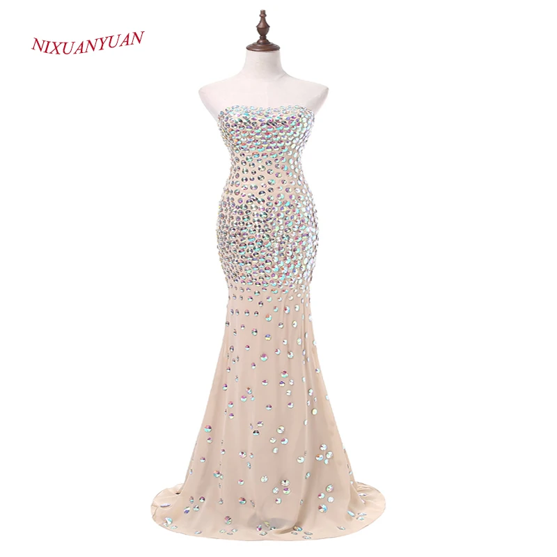 NIXUANYUAN New Custom Made Champagne Chiffon Mermaid Prom Dress 2017 Luxury Crystal Party Dress Long vestidos de baile Backless
NIXUANYUAN New Custom Made Champagne Chiffon Mermaid Prom Dress 2017 Luxury Crystal Party Dress Long vestidos de baile Backless