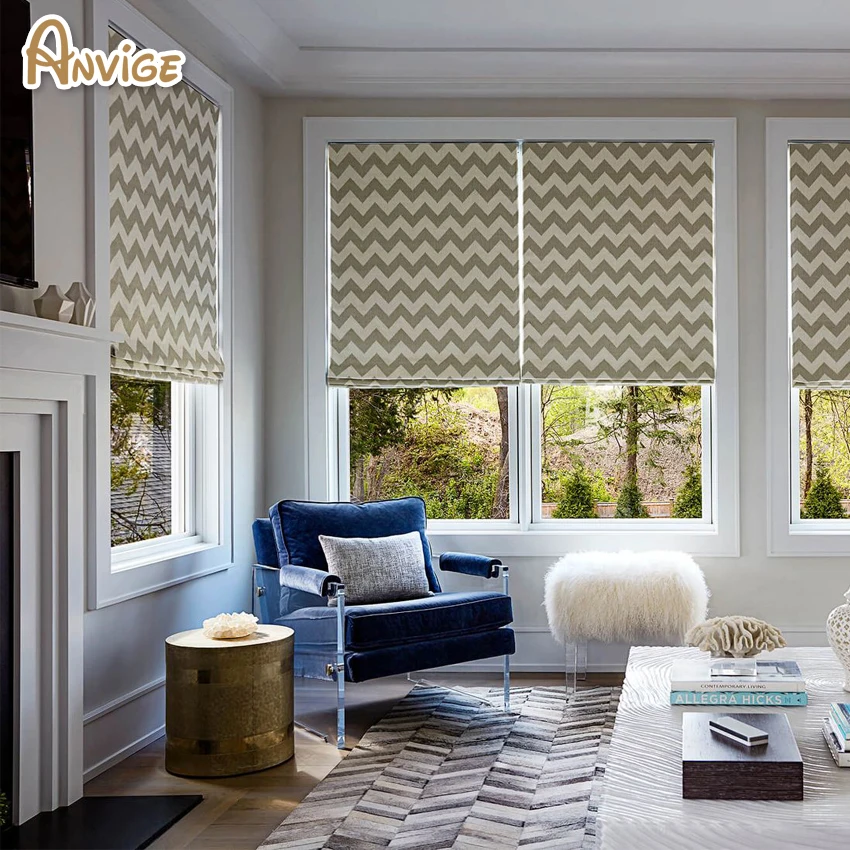 Modern Roman Shades / Window Blind Fabric Curtain Drape Customized Curtains