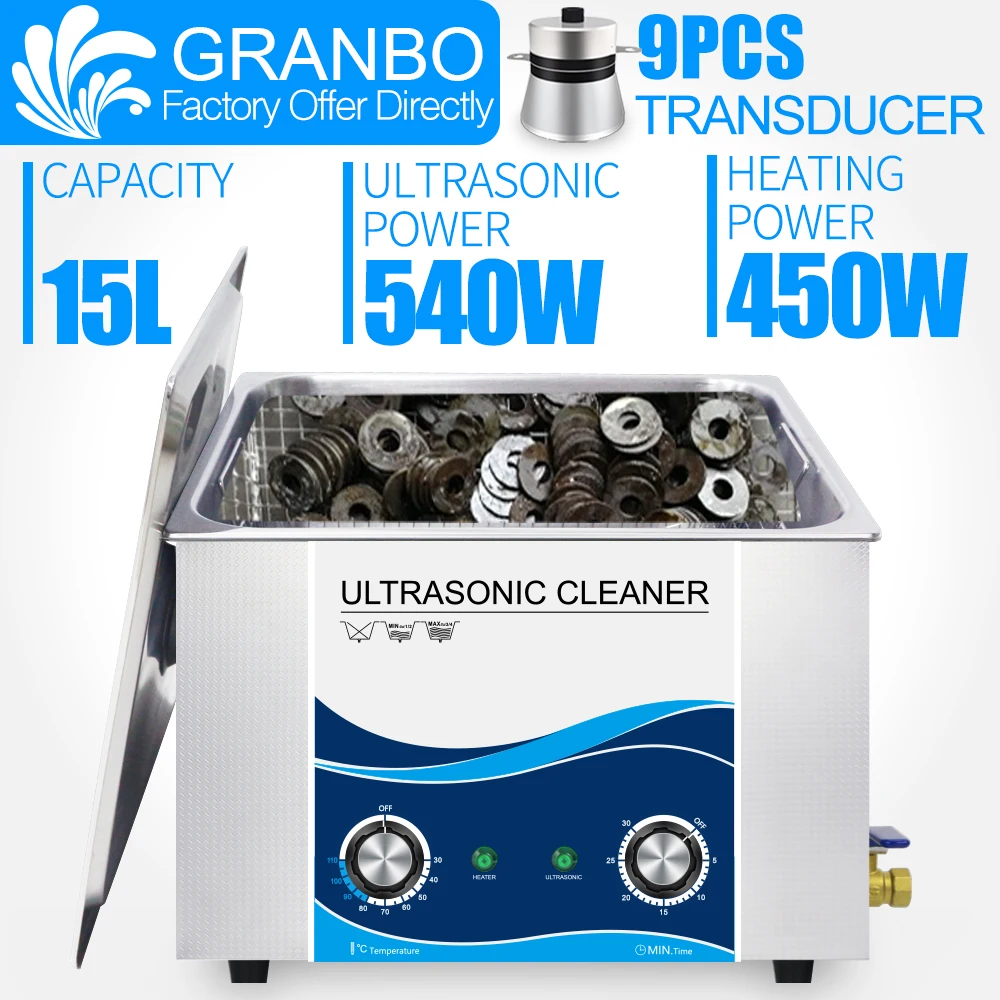 Sonic cleaner bath 15L 540W powerful ultrasonic cleaner 110V 220V temperature knob control heater and timer hospital clinic car
Sonic cleaner bath 15L 540W powerful ultrasonic cleaner 110V 220V temperature knob control heater and timer hospital clinic car
