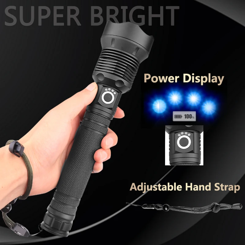 XHP70 50 Вт 5000лм светодиодный фонарик USB Перезаряжаемый Фонарик масштабируемый