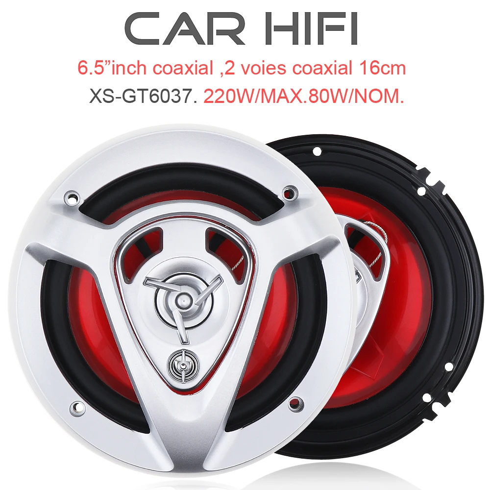 XS-GT6037 2pcs 6.5 Inch 220W Car HiFi Coaxial Speaker Vehicle Door Auto Audio Music Stereo Full Range Frequency Speakers
XS-GT6037 2pcs 6.5 Inch 220W Car HiFi Coaxial Speaker Vehicle Door Auto Audio Music Stereo Full Range Frequency Speakers