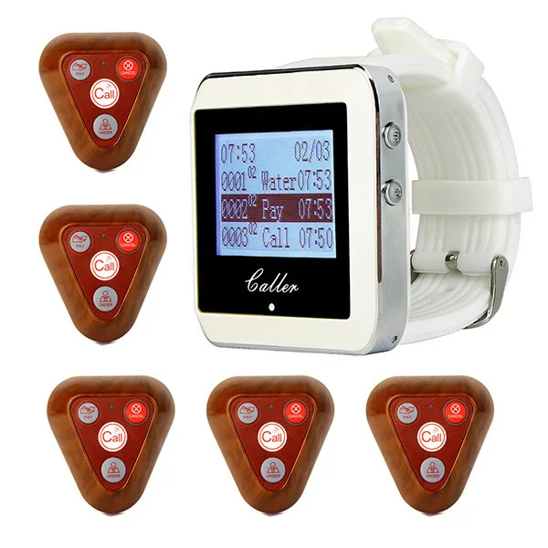 Wireless Pager Restaurant Service Calling System with 5pcs Call Button +1pc Wrist Watch Receiver Host Restaurants
Wireless Pager Restaurant Service Calling System with 5pcs Call Button +1pc Wrist Watch Receiver Host Restaurants