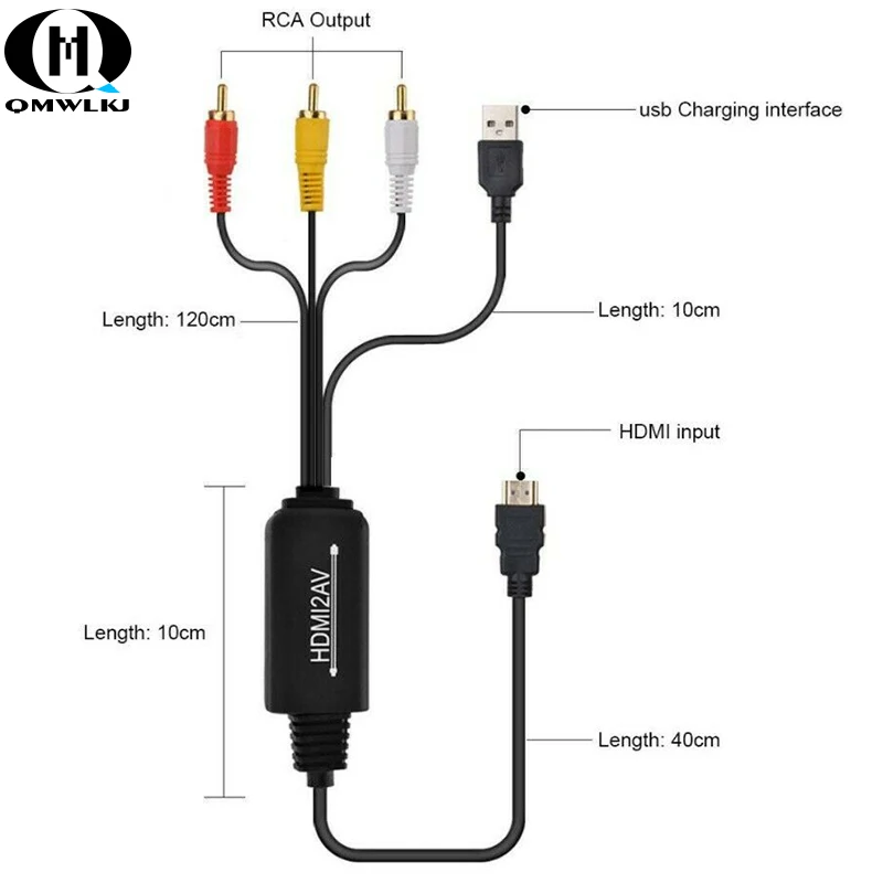 HDMI мужчина к 3 RCA Видео Аудио AV кабель конвертер аудио видео адаптер для 1080P HDTV DVD