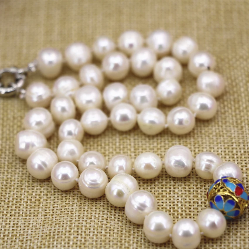 Original Design 10-11mm Natural Freshwater Cultured Pearl Beads Necklace Women Gold-color Cloisonne Gift Jewelry 18inch B3133
Original Design 10-11mm Natural Freshwater Cultured Pearl Beads Necklace Women Gold-color Cloisonne Gift Jewelry 18inch B3133
