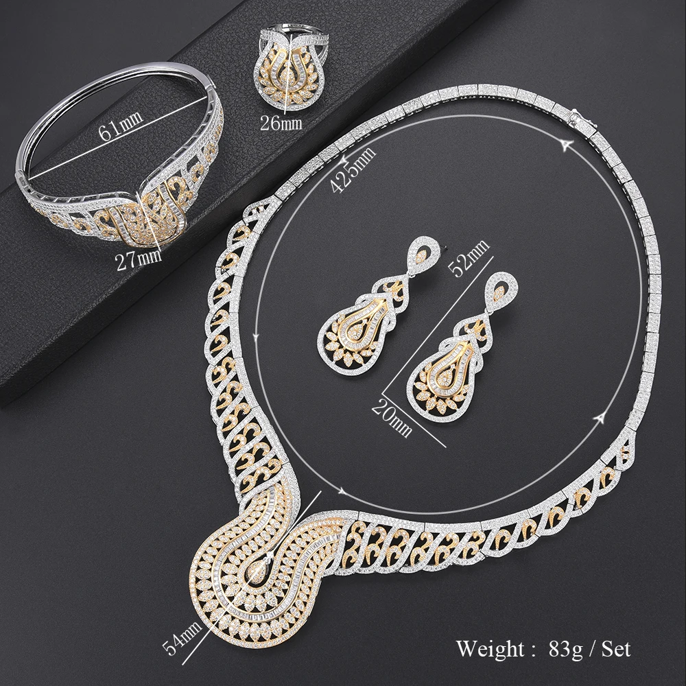 Siscathy Luxury CZ Collar Necklace Dangle Earrings Bangle Ring Jewelry Sets Charms Statement Women Wedding Bride Jewelry Sets
Siscathy Luxury CZ Collar Necklace Dangle Earrings Bangle Ring Jewelry Sets Charms Statement Women Wedding Bride Jewelry Sets