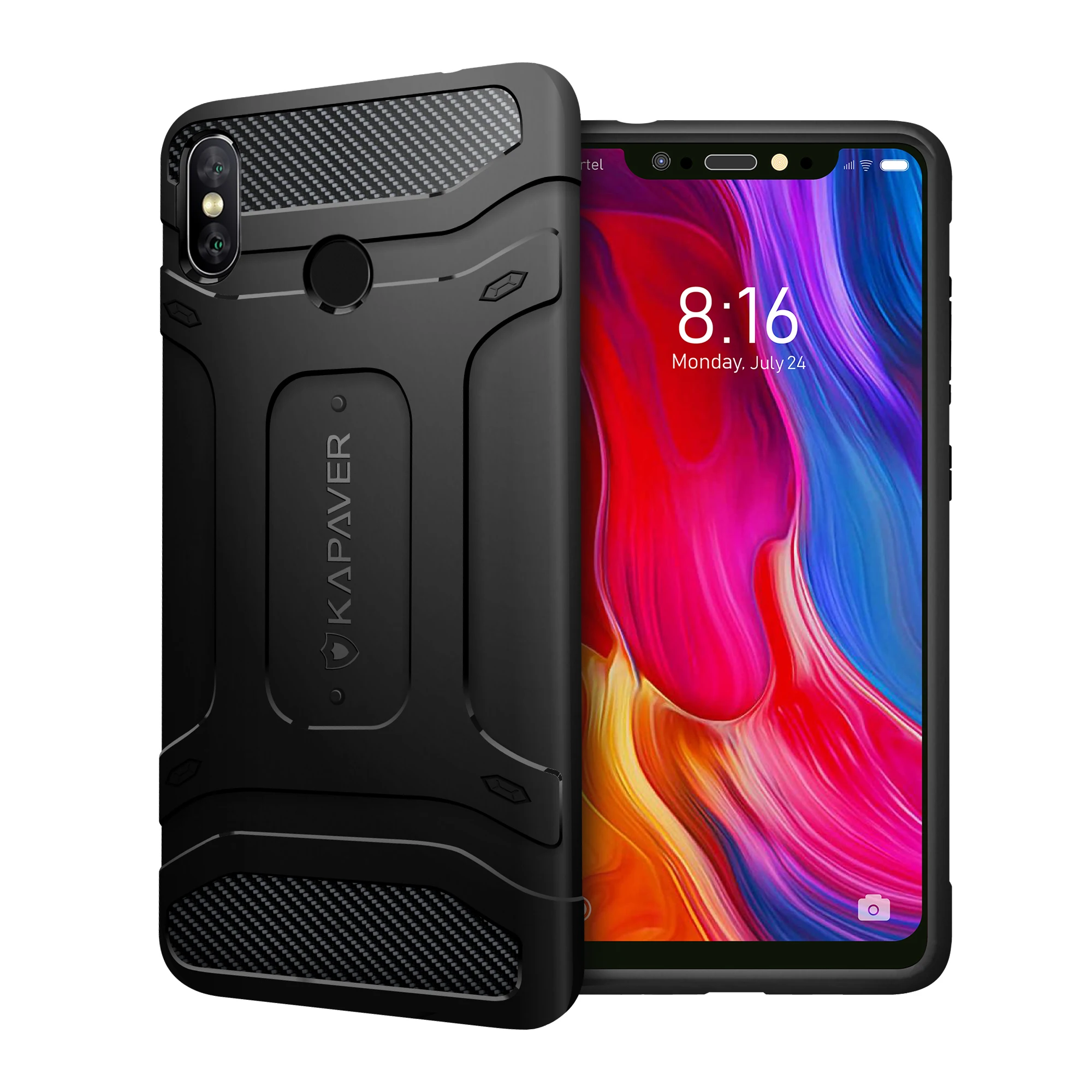 Фото Kappaver задняя крышка чехол для Xiaomi Mi 8 жесткий прочный твердый черный ударопрочный
