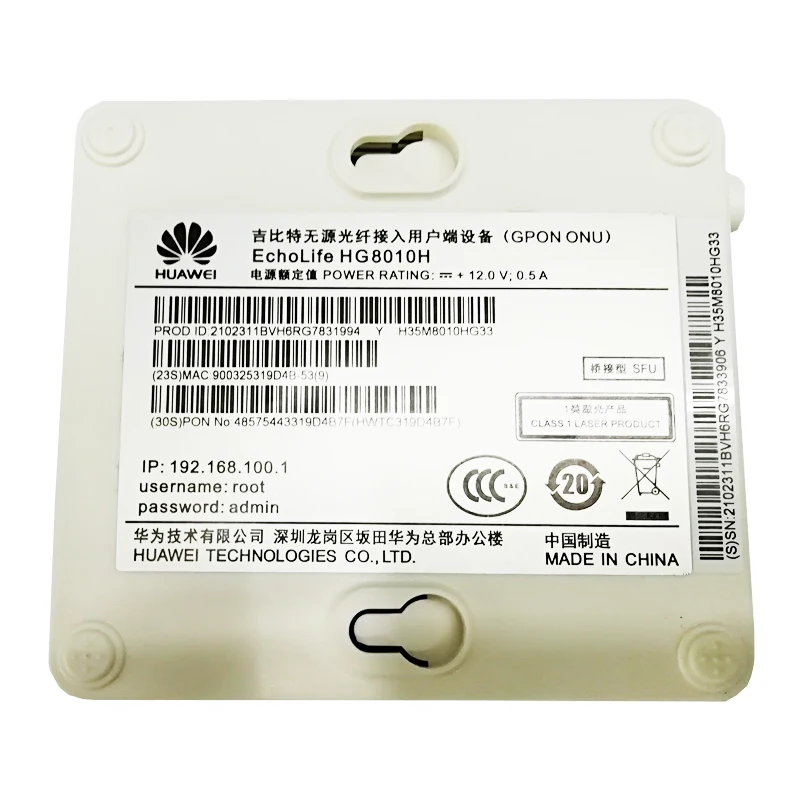 Original 100% New HWHG8010H GPON ONU ONT With Single Port 1GE Apply to FTTH Modes, SC APC interface English version
Original 100% New HWHG8010H GPON ONU ONT With Single Port 1GE Apply to FTTH Modes, SC APC interface English version