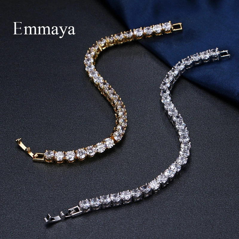 Emmaya Brand Luxury Classic AAA Cubic Zircon Two Colors Round Fashion Bracelets For Woman Popular Wedding Party Birthday Gift | Украшения и
