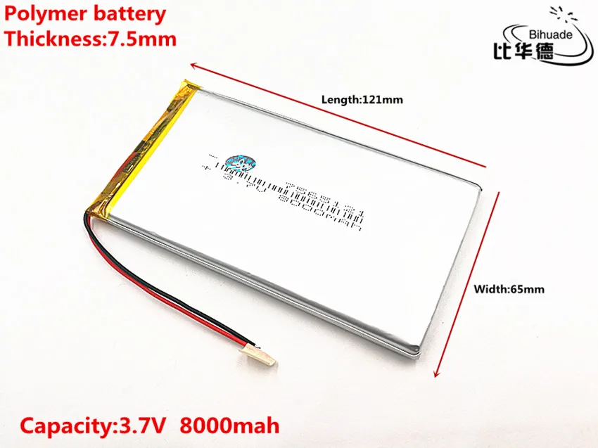 Good Qulity 3.7V,8000mAH,7565121 Polymer lithium ion / Li-ion battery for TOY,POWER BANK,GPS,mp3,mp4
Good Qulity 3.7V,8000mAH,7565121 Polymer lithium ion / Li-ion battery for TOY,POWER BANK,GPS,mp3,mp4