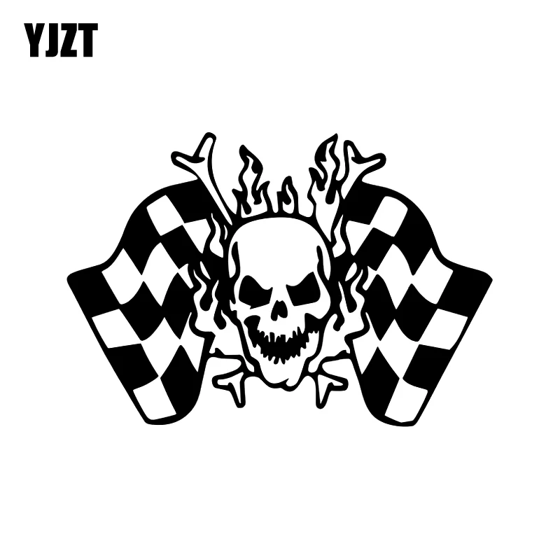 YJZT 17CM*11.6CM Fashion RACING FLAG SKULL Decal Black/Silver Vinyl Car Sticker Accessories C11-1293
YJZT 17CM*11.6CM Fashion RACING FLAG SKULL Decal Black/Silver Vinyl Car Sticker Accessories C11-1293