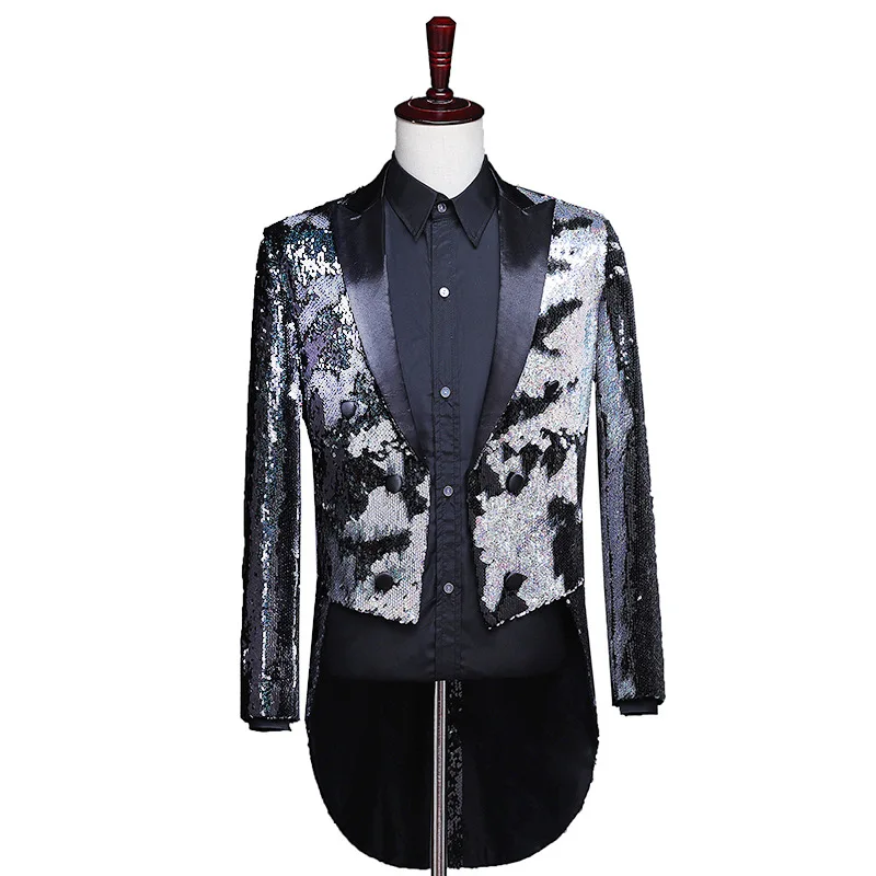 Fashion Double-Color Sequin Tailcoat Wedding Groom Tuxedo Blazer Men Evening Party Dresses DJ Club Stage Singer Blazer Hombre
Fashion Double-Color Sequin Tailcoat Wedding Groom Tuxedo Blazer Men Evening Party Dresses DJ Club Stage Singer Blazer Hombre