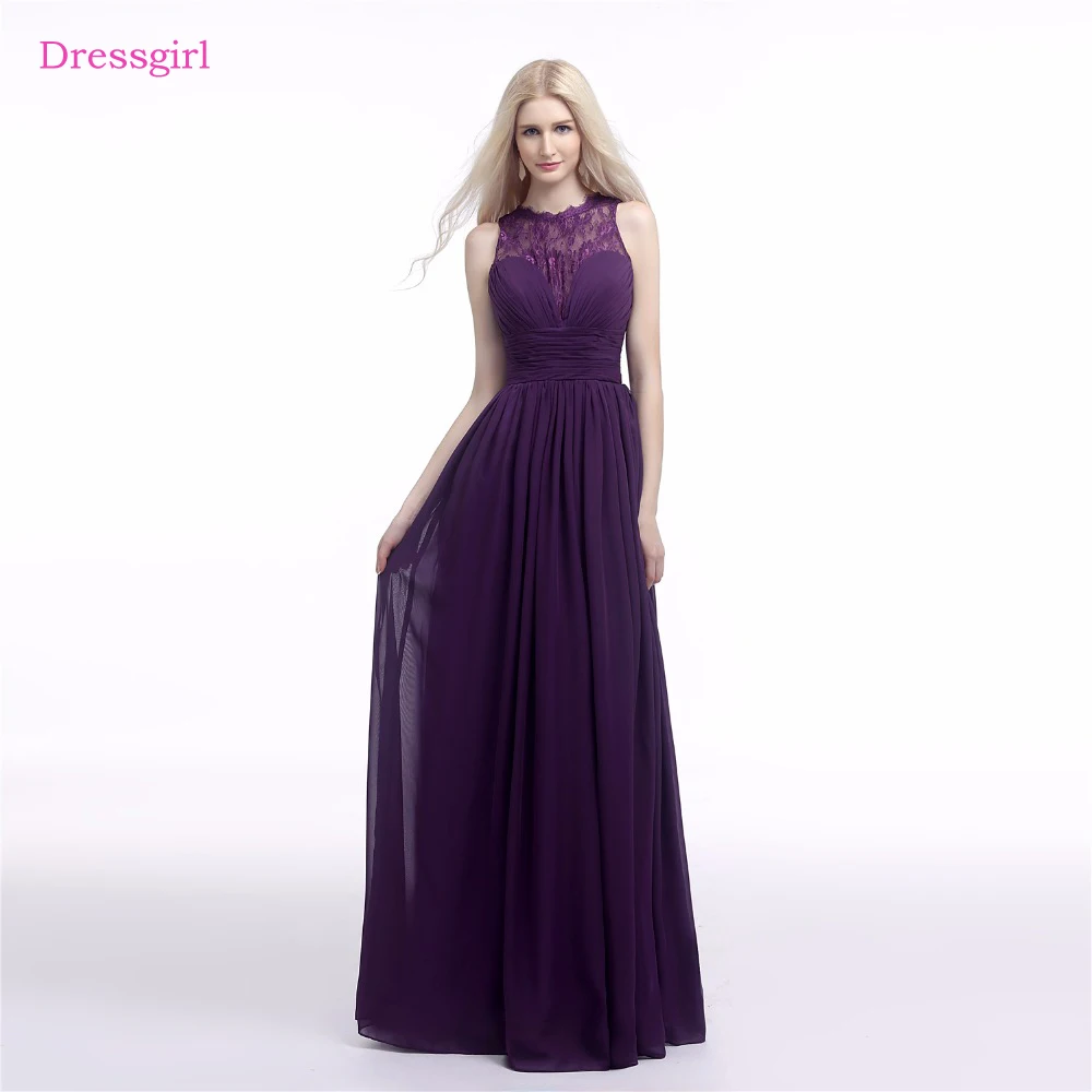 Purple Cheap Bridesmaid Dresses Under 50 A-line High Collar Floor Length Chiffon Lace Long Wedding Party Dresses
Purple Cheap Bridesmaid Dresses Under 50 A-line High Collar Floor Length Chiffon Lace Long Wedding Party Dresses