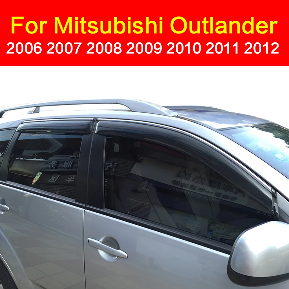 

For Mitsubishi Outlander 2006-2012 Window Awnings Shelters Visor Vent Shade Rain Sun Wind Guard Deflectors Cover 4pcs AITWATT