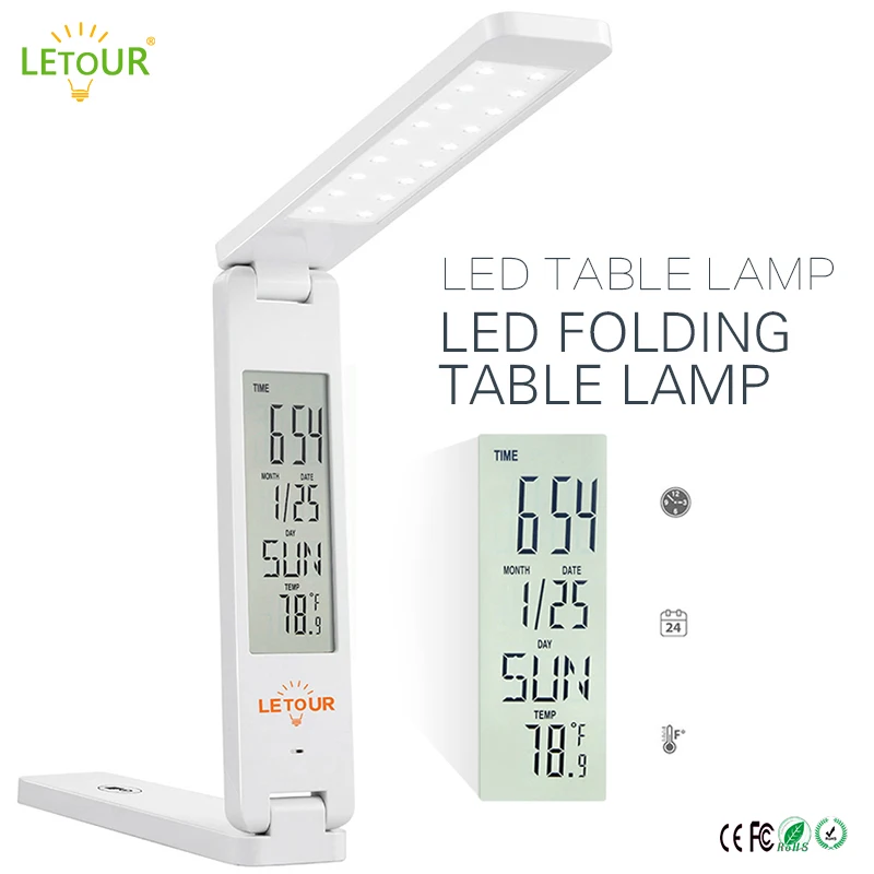 Desk Lamp LCD Display Folding Table Lamp Touch Switch 3 Dimmer Levels LED Lamp with Dual Adhesive Block,USB Cord,DC 5V Adapter
Desk Lamp LCD Display Folding Table Lamp Touch Switch 3 Dimmer Levels LED Lamp with Dual Adhesive Block,USB Cord,DC 5V Adapter