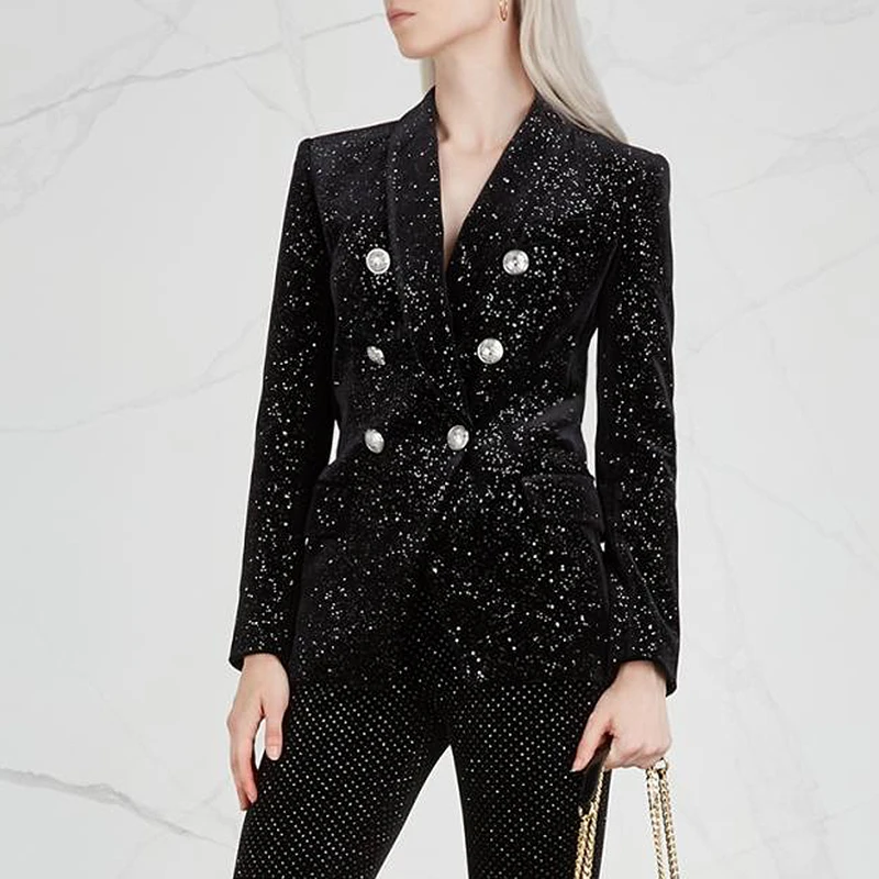 EXCELLENT QUALITY New Stylish 2022 Designer Blazer Coat For Women Silver Bling Sequined Lion Buttons Velvet Blazer Jacket
EXCELLENT QUALITY New Stylish 2022 Designer Blazer Coat For Women Silver Bling Sequined Lion Buttons Velvet Blazer Jacket