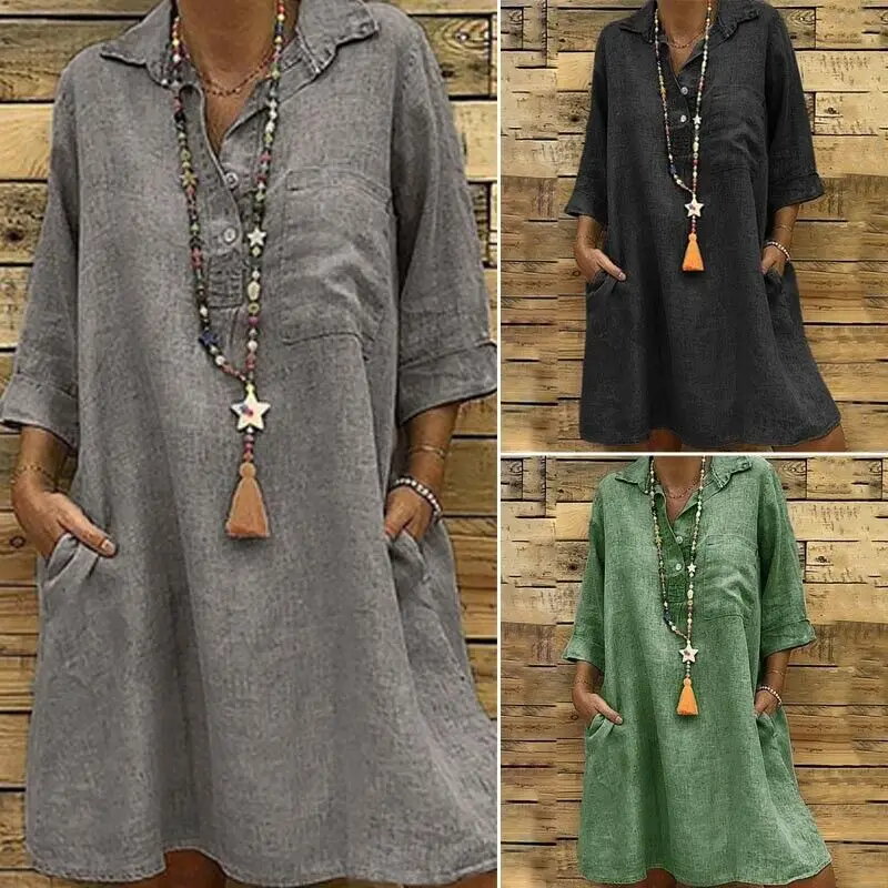 Women's Buttons V Neck Casual Long Shirt Dress Cotton Ethnic Dress Solid dress Size S-5XL
Women's Buttons V Neck Casual Long Shirt Dress Cotton Ethnic Dress Solid dress Size S-5XL