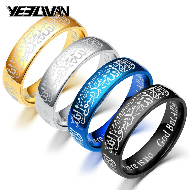 6MM Stainless Steel Muslim Allah Rings for Women Men Islam Arabic Black Gold Blue Color Wedding Rings Muhammad Quran Wholesale
6MM Stainless Steel Muslim Allah Rings for Women Men Islam Arabic Black Gold Blue Color Wedding Rings Muhammad Quran Wholesale