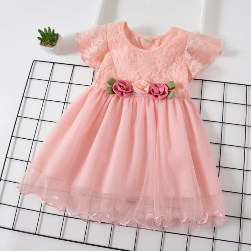 Кружевные Платья с цветочным рисунком для маленьких девочек платья летняя