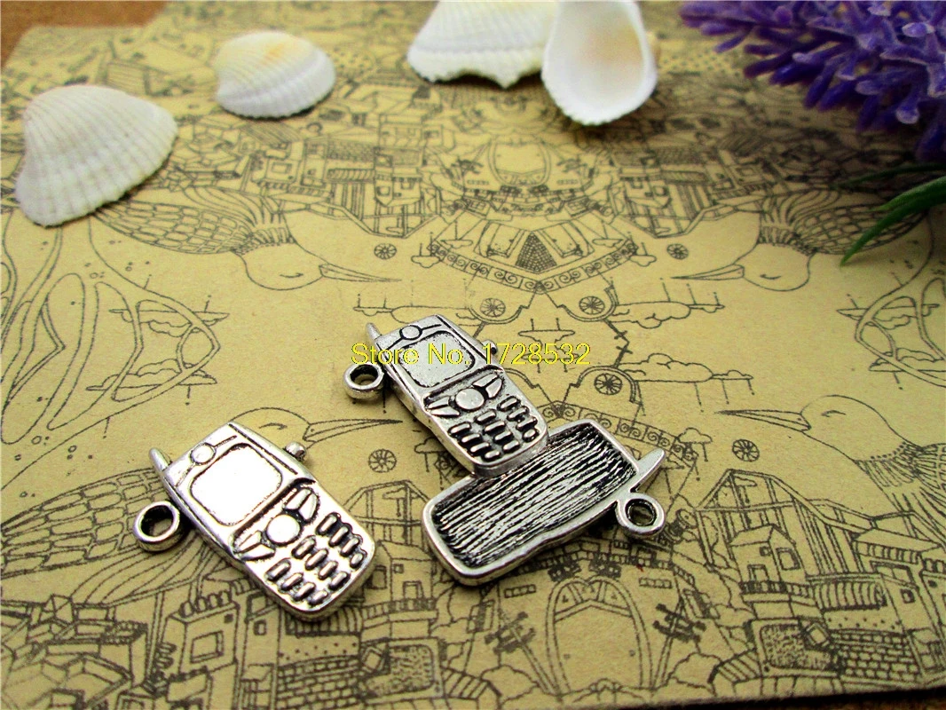 15pcs-- 16*24MM Antique Silver mini cellular phone one side Charms Pendant Jewelry Findings | Украшения и аксессуары