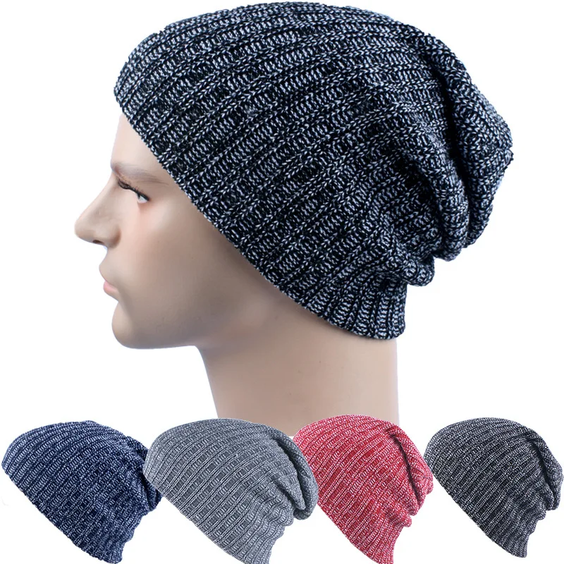 

Mixed Color Baggy Beanies For Men Winter Cap Women's Outdoor Bonnet Skiing Hat Female Soft Acrylic Slouchy Knitted Hat For Z58