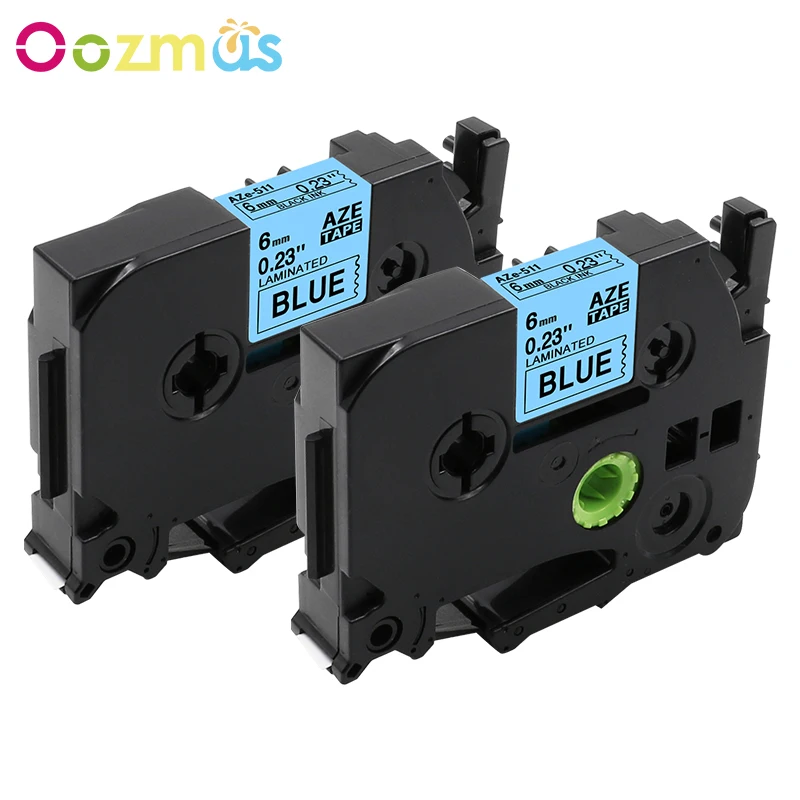 Oozmas 2PK TZe 511 черный на голубом Совместимость с Brother P Touch ламинированная Tze Tz