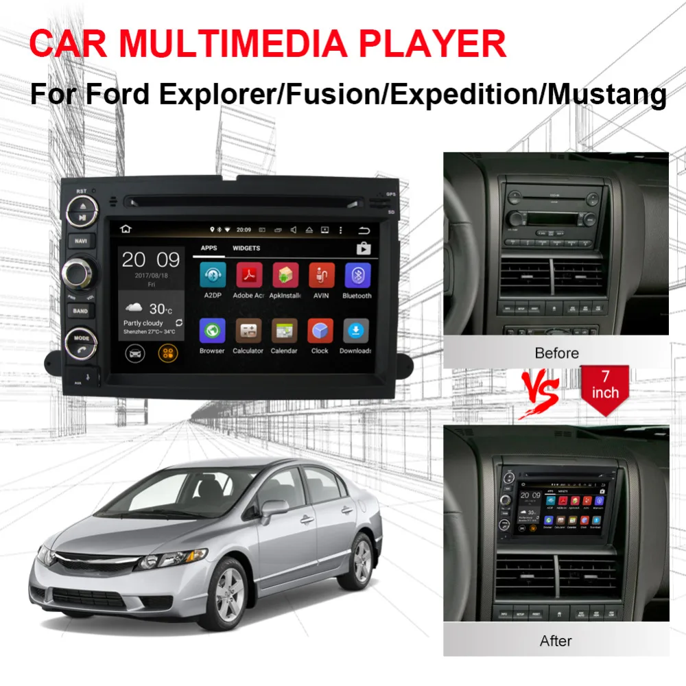 Автомобильный GPS навигатор 4 Гб ОЗУ Android 8 0 для Ford Fusion/Explorer/F150/Edge/экспедиция 2006 2009