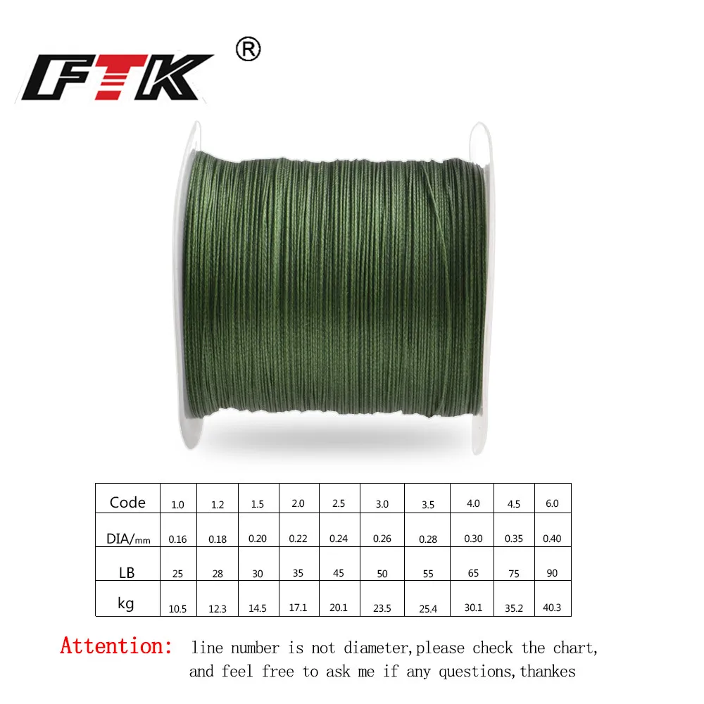 FTK 100 м леска 25-90LB 1 0 #-6 #8 плетеная гладкая мультифиламентная полиэтиленовая