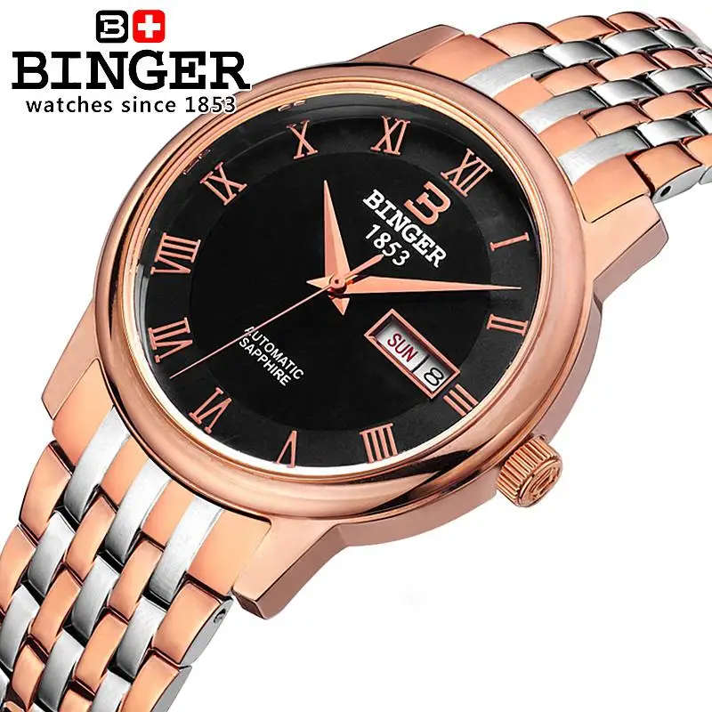 Switzerland watches men luxury brand Wristwatches BINGER business Mechanical Wristwatches leather strap Water Resistance B653G-6
Switzerland watches men luxury brand Wristwatches BINGER business Mechanical Wristwatches leather strap Water Resistance B653G-6