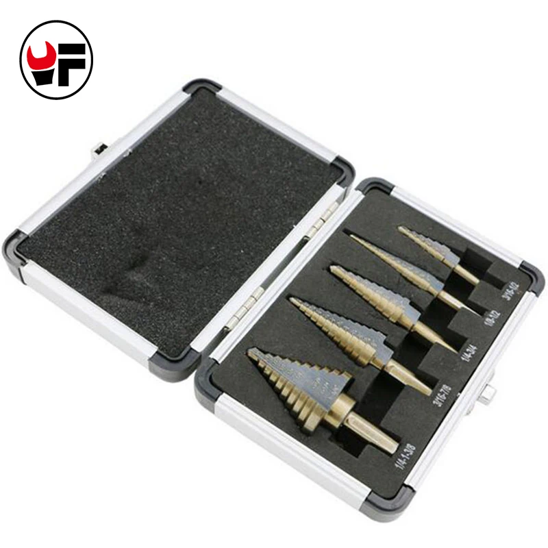 5pcs / Set HSS Cobalt Multiple HOLE 50 Sizes STEP DRILL BIT SET Metal Corn Drill Cutter Drill Bit Set Tool with Al Case DZ129
5pcs / Set HSS Cobalt Multiple HOLE 50 Sizes STEP DRILL BIT SET Metal Corn Drill Cutter Drill Bit Set Tool with Al Case DZ129