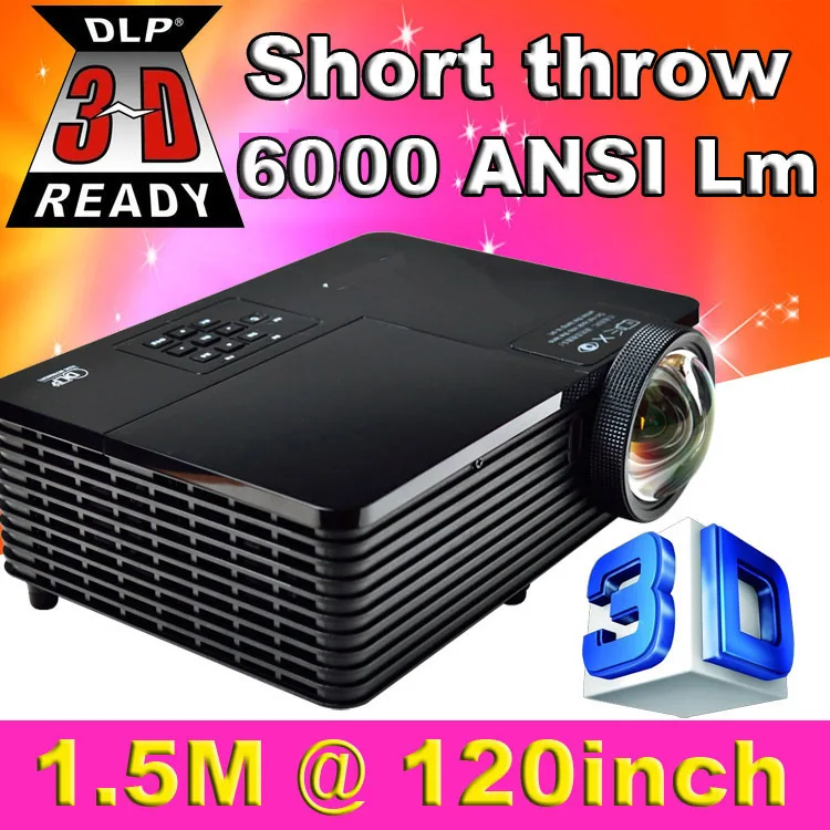 ATCO Short Throw 300 inch 6000 Люмен DLP Голограмма 3D Проектор HD ПК USB VGA Переход 1080 P Заднего