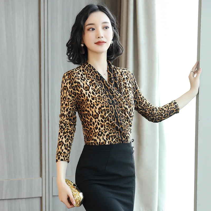 European and American temperament women's long-sleeved sexy leopard tops cross V-neck fashion slim bottoming shirt autum 6Q2080
European and American temperament women's long-sleeved sexy leopard tops cross V-neck fashion slim bottoming shirt autum 6Q2080