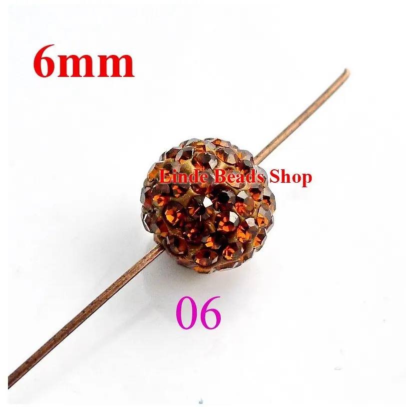 

Free Shipping! 6mm Shamballe Beads christmas ornaments Clay Crystal finding balls Crystal Copper(COP) colour SH06006