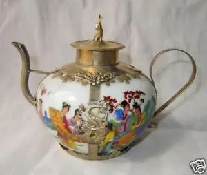 Decorated Handwork Porcelain Armored Lid Teapot Garden Decoration 100% real Tibetan Silver Brassroom Art Statue
Decorated Handwork Porcelain Armored Lid Teapot Garden Decoration 100% real Tibetan Silver Brassroom Art Statue