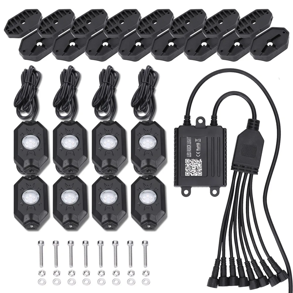 8 Pods multi-color RGB LED Rock Light Kits with Bluetooth Remote Controlled for Cars Truck Exterior 4X4 ATV SUV Jeep Hummer Boat
8 Pods multi-color RGB LED Rock Light Kits with Bluetooth Remote Controlled for Cars Truck Exterior 4X4 ATV SUV Jeep Hummer Boat