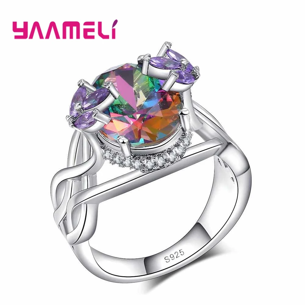 Женское кольцо из серебра 925 пробы с фиолетовым цирконием|925 sterling silver ring|sterling