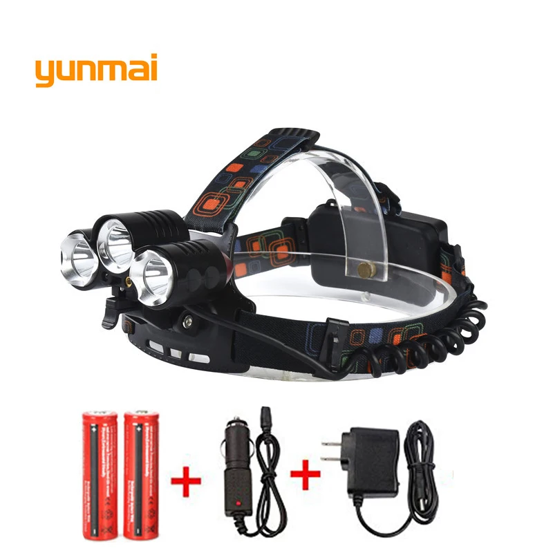 5 Led красный лазер 8000Lm XML T6 + 2Q5 2LED фара налобный фонарь 2x18650 батареи EU/US/UK/AU зарядное