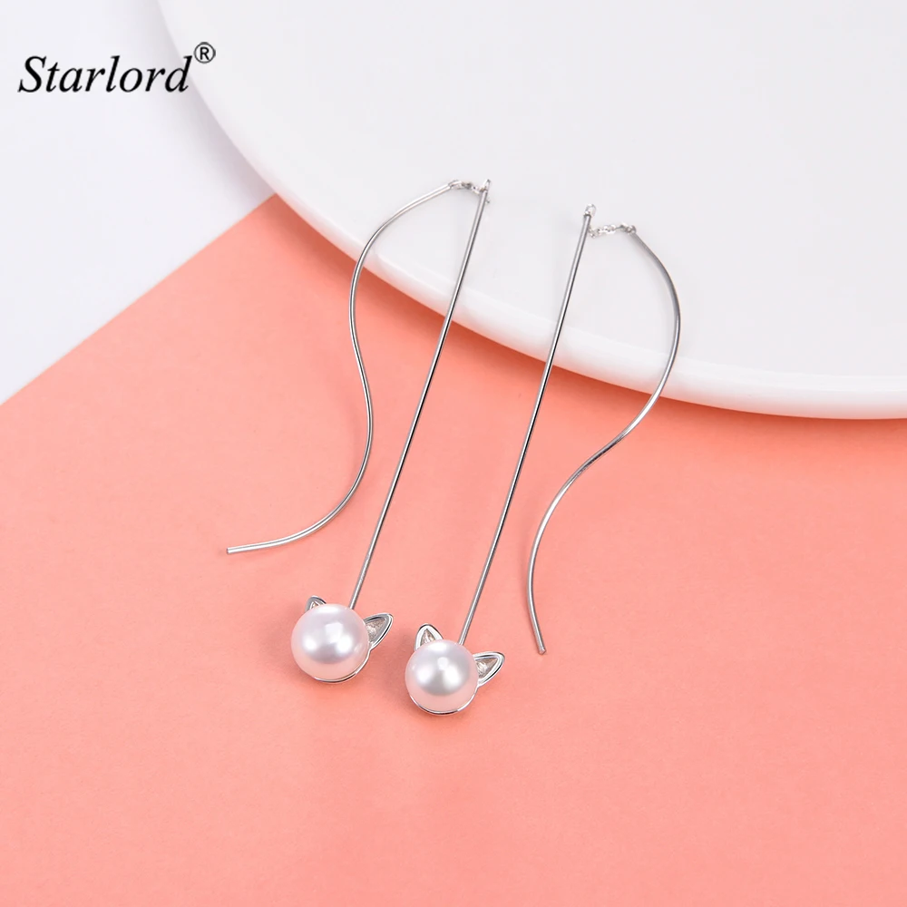 Cat Ear Thread Dangle Earrings 925 Sterling Silver Real Fresh Pearl Slim Long Threader Dangle/Drop Earrings For Women E6091B
Cat Ear Thread Dangle Earrings 925 Sterling Silver Real Fresh Pearl Slim Long Threader Dangle/Drop Earrings For Women E6091B