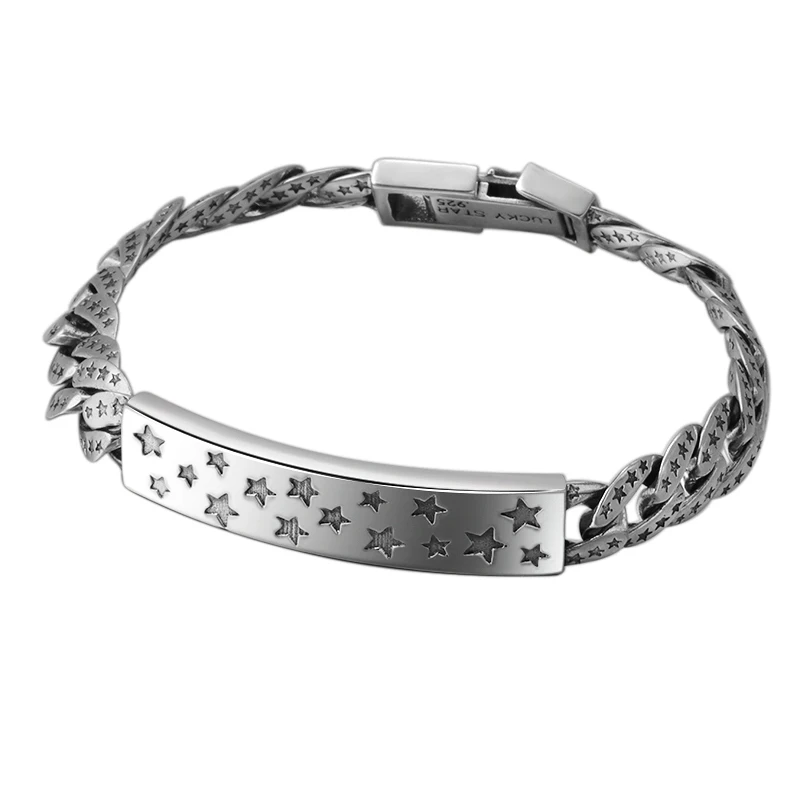 Trendy jewelry 925 Sterling Silver Chinese style personality originality Stars Bracelets for women and men Buckle Silver Chain
Trendy jewelry 925 Sterling Silver Chinese style personality originality Stars Bracelets for women and men Buckle Silver Chain