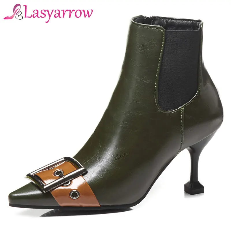 Lasyarrow Punk Buckle Zipper Ankle Boots For Women Autumn Winter Shoes Woman Elastic Botas Mujer High Heels Pointed Toe Shoes
Lasyarrow Punk Buckle Zipper Ankle Boots For Women Autumn Winter Shoes Woman Elastic Botas Mujer High Heels Pointed Toe Shoes