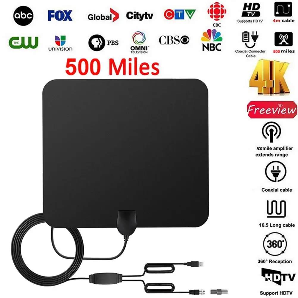 500 Miles Indoor TV Antenna ATSC HD Indoor UHF/VHF/1080p 4K Digital HDTV Supporting F-switch IEC Conversion With Signal Booster
500 Miles Indoor TV Antenna ATSC HD Indoor UHF/VHF/1080p 4K Digital HDTV Supporting F-switch IEC Conversion With Signal Booster