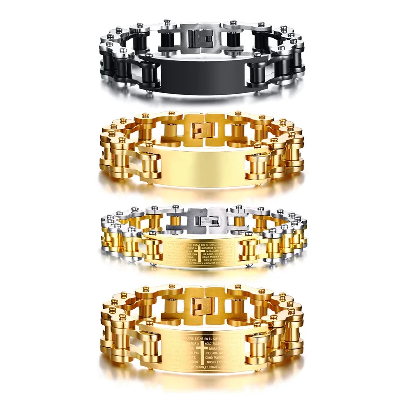 Stainless steel curved bicycle chain black gold blank curved Bracelet man's Bracelet
Stainless steel curved bicycle chain black gold blank curved Bracelet man's Bracelet