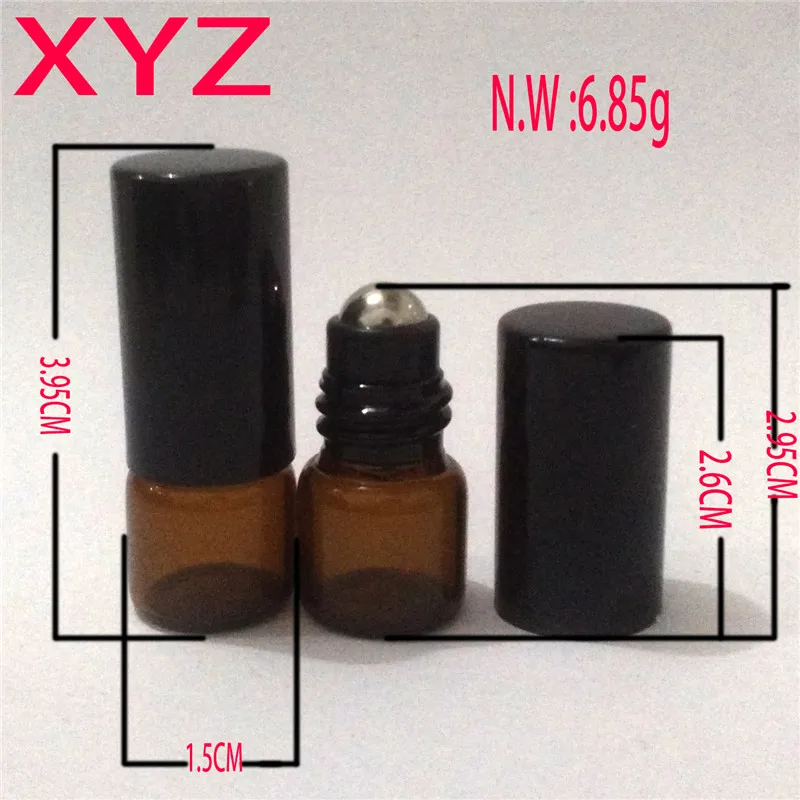 XYZ (100 шт./лот) 1 мл 2 3 5 стеклянная бутылка в рулоне с роликом из нержавеющей стали |
