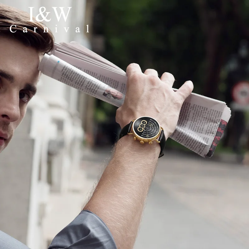 CARNIVAL I&W Classic Sport Big Dial Quartz Men Watch TopBrand Luxury Steampunk Sapphire Mirror Black Leather Waterproof Montre
CARNIVAL I&W Classic Sport Big Dial Quartz Men Watch TopBrand Luxury Steampunk Sapphire Mirror Black Leather Waterproof Montre
