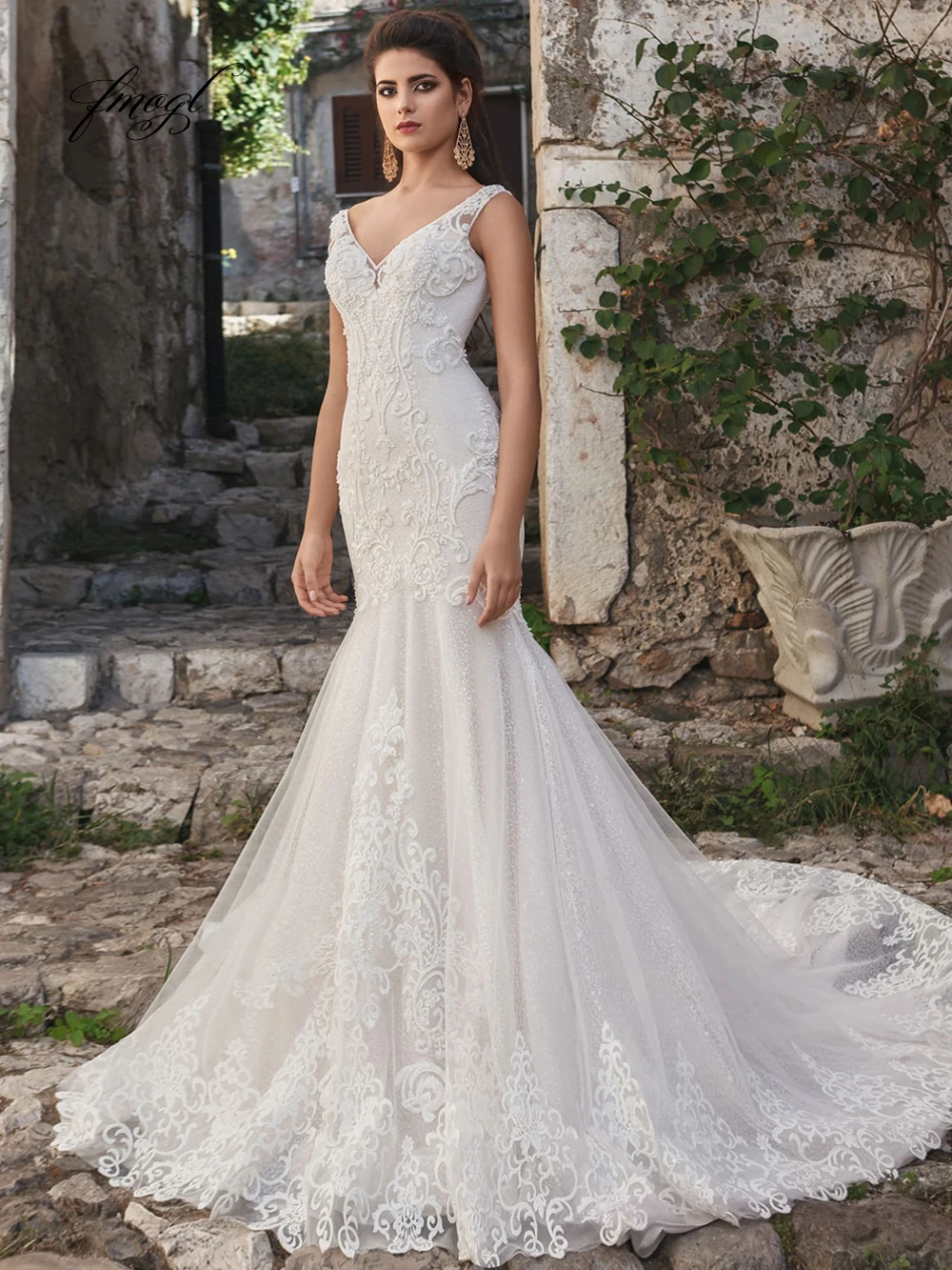 Fmogl Sexy Backless V Neck Lace Mermaid Wedding Dresses 2019 Appliques Beaded Court Train Vintage Trumpet Bridal Gowns Plus Size
Fmogl Sexy Backless V Neck Lace Mermaid Wedding Dresses 2019 Appliques Beaded Court Train Vintage Trumpet Bridal Gowns Plus Size