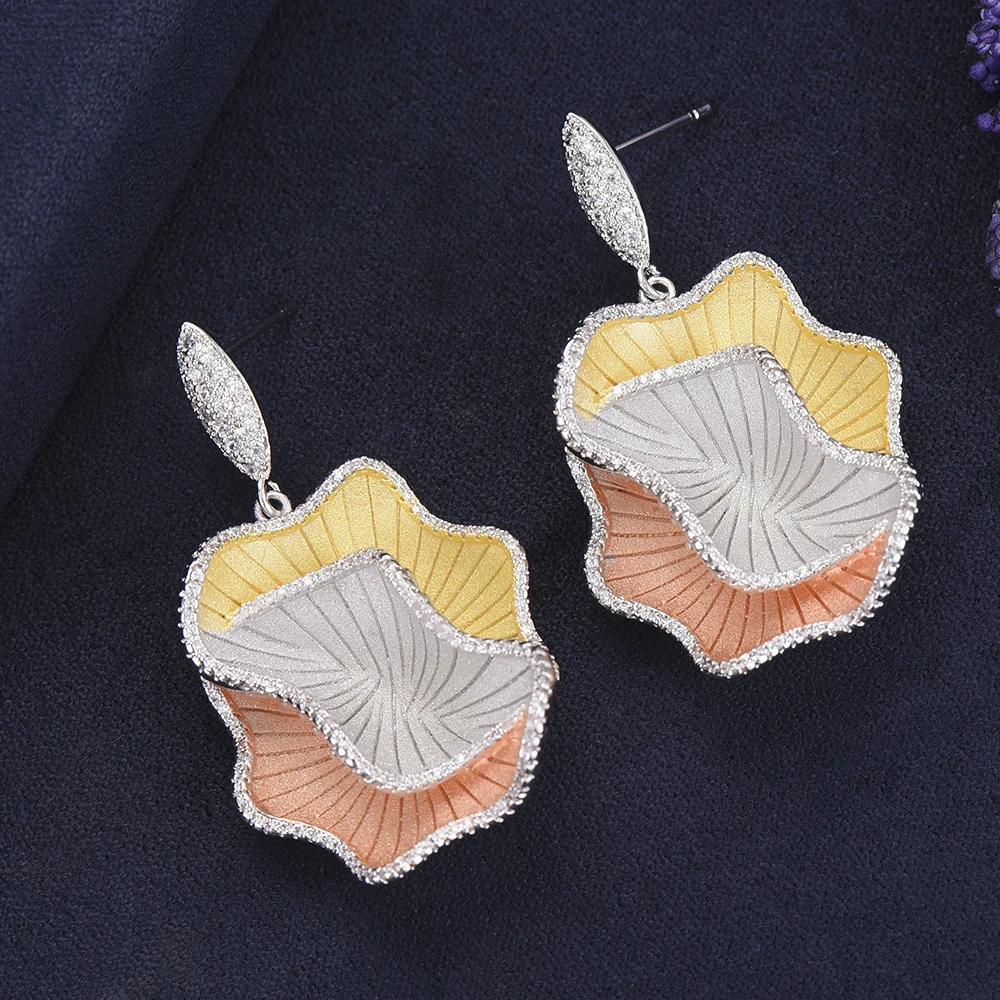 27*42 MM Deluxe Geometric Shape Dangle Earrings Full Cubic Zirconia Inlaid Drop Fashion Jewelry boucle d'oreille femme | Украшения и