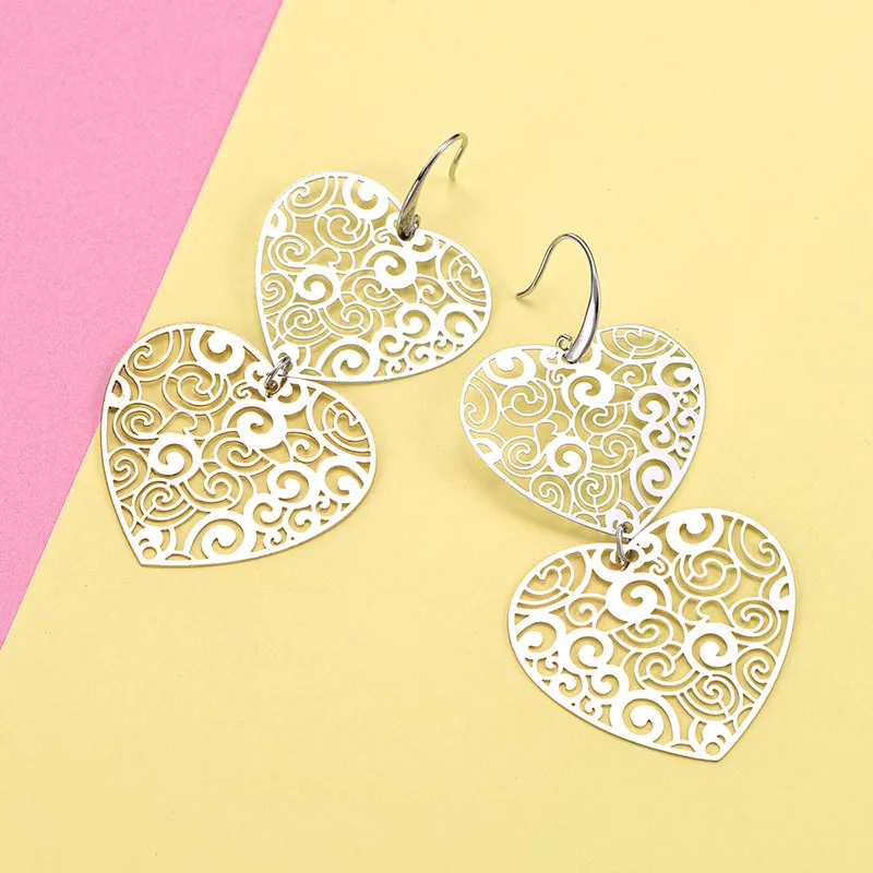 Double Hollow Heart Shape Long Dangle Earrings For Women Pendiente Elegant Laser Flower Statement Drop Earrings 2021 New Jewelry
Double Hollow Heart Shape Long Dangle Earrings For Women Pendiente Elegant Laser Flower Statement Drop Earrings 2021 New Jewelry